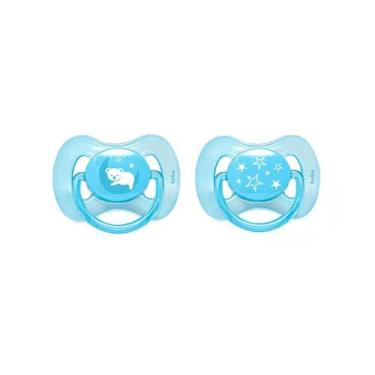 Imagem de Kit C/2 Chupeta Buba 6m+ Bico Uni Azul Urso/Estrela 12669