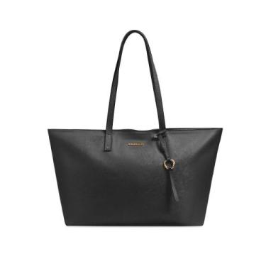 Imagem de Bolsa de Ombro Feminina Média Alça Alongada Tote New Saffiano Preta - 