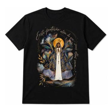 Imagem de Camiseta Religiosa Estampa Proteção Fé Algodão Premium Leve Igreja Cat