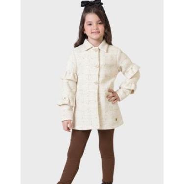 Imagem de Conj Casaco Botão Com Legging Térmica Preto Elegante Dia a Dia Inverno Frio - Menina 4...