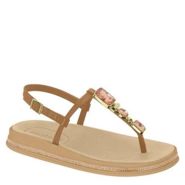 Imagem de Sandália Feminina Flatform Pedraria Conforto Moleca 5509.204, Camel, 3