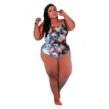 Imagem de Maiô Body Feminino Plus Size Estampado Verão Bojo Alcinha - PLUS MESMO