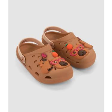 Imagem de Babuche grendene 23455 capivara hype infantil -, Marrom, Bege, 31