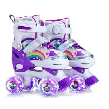 Imagem de Patins 4 rodas c/ regulagem arco iris roxo 37-40 - ESM