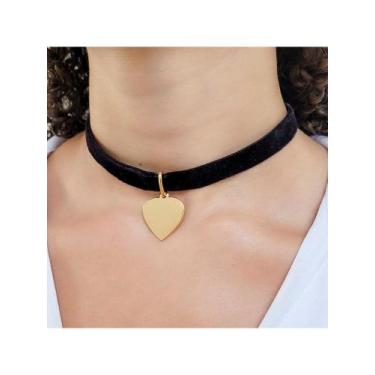 Imagem de Colar Choker Veludo Coração Banhado á Ouro 18k - Duluxo Acessórios