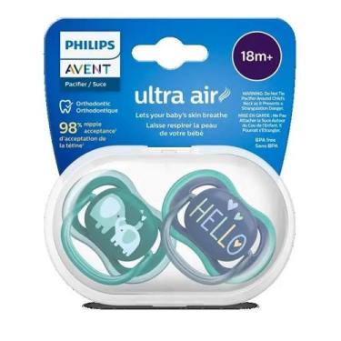 Imagem de Kit Chupeta Avent Ultra Air 18 Meses Com 2 UN Menino
