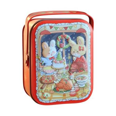 Imagem de Lata De Metal Retrô Coelhinho Branco Para Doces, Biscoitos E Presentes