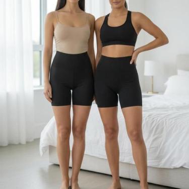 Imagem de Kit 2 Short Calcinha Modeladora Sem Costura Cintura Alta - VTR, Preto,
