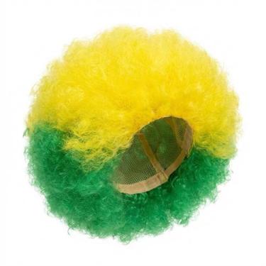 Imagem de Peruca Reivin Brasil Afro Verde Amarela Copa Festa Fantasia - Senhor P