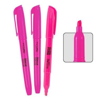 Imagem de Kit Com 3 Unidades Marca Texto Caneta Ponta Chanfrada Escolar Para Org