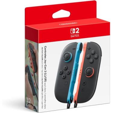 Imagem de Controles Joy Con Nintendo Switch 2 Azul e Vermelho Neon