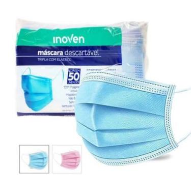Imagem de Máscara Descartável Tripla Proteção Clipe Nasal Kit 50 Unidades  - Ino