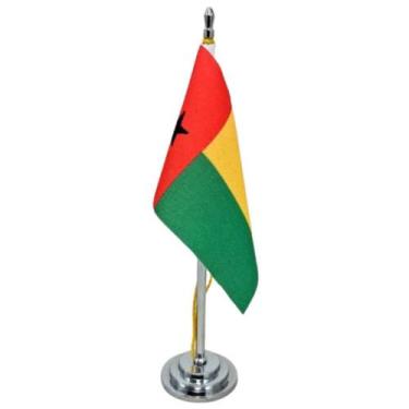 Imagem de Mini Bandeira de Mesa da Guiné Bissau 15 cm Poliéster - SP Bandeiras