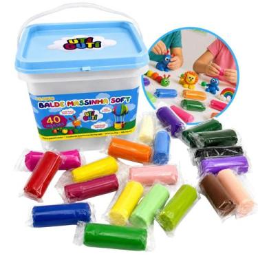 Imagem de Massinha de Modelar Soft Balde 40un com 50g Coloridas Super Macia Esco