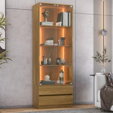 Imagem de Cristaleira 2 Portas 2 Gavetas com LED e Portas de Vidro Liz Yescasa M