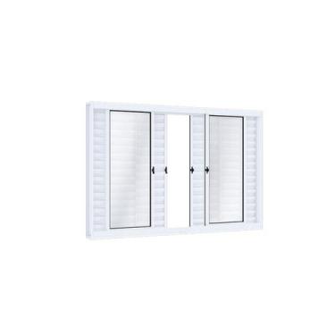 Imagem de Janela de Aço Veneziana de Correr 100x100cm 6 Folhas com Vidro Riobras