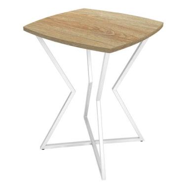 Imagem de Mesa de Canto Lateral Alta Quadrada para Sala Austria - Branca Jade - 