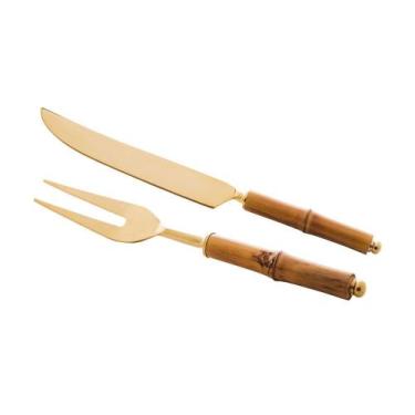 Imagem de Conjunto Faca E Garfo Para Assado Wolff Bamboo 2 Peças Inox
