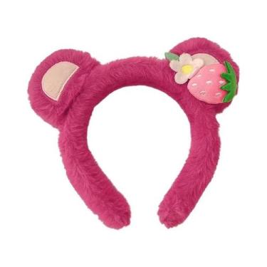 Imagem de Tiara De Pelúcia Urso Morango Para Mulheres E Meninas, Estilo Doce E M