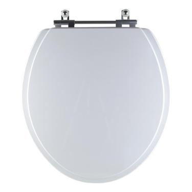 Imagem de Tampa Vaso Sanitário Zip Alongado Madeira Laqueada Fechamento Convencional Branco Pontto Lavabo