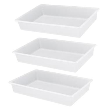 Imagem de Kit 3 Bandejas Plástica Açougue Frigorífico Branca 17L - MARELAGO