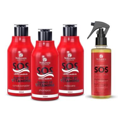 Imagem de Kit home care sos + keratina hidrolizada 200ml - natureza cosméticos