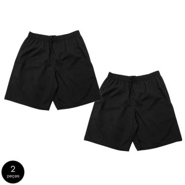 Imagem de Kit 2 Shorts Black Bear Bermudas Básicas Tactel Liso Lisa Masculina Casual-Masculino