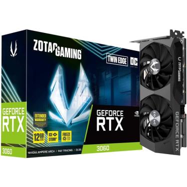 Imagem de Placa de Vídeo zotac gaming GeForce rtx 3060 Twin Edge oc, 15 Gbps, 12GB, GDDR6, Ray Tracing - ZT-A30600H-10M