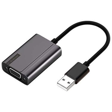 Imagem de lifcasual Adaptador USB para VGA com cabo de áudio 1080P Full HD Adaptador de espelhamento de tela para TV/monitor/projetor cinza