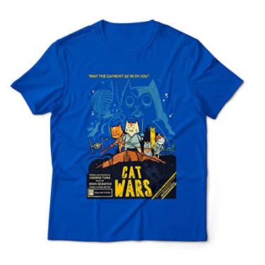 Imagem de Camiseta Geek Masculino Cat Wars 5 Cores (M, Azul Royal)