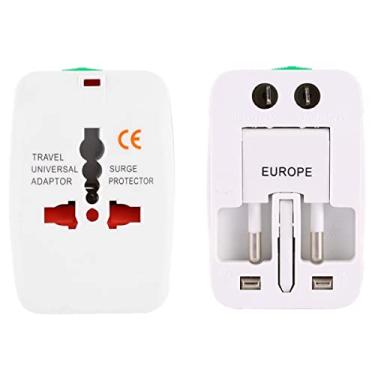 Imagem de Adaptador de Tomada Internacional para Viagens EUA Europa Asia Uk Bivolt com Trava de Segurança Portátil Ajustável Adaptador