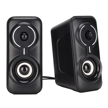 Imagem de EBTOOLS Alto-falantes de computador, 2 x 3W RGB Caixa de alto-falante de mesa com fio luminoso, de subwoofer de som estéreo portátil, diafragma de baixo, tomada de fone de