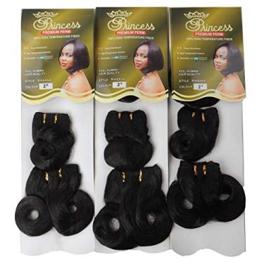 Imagem de Mayloss Afro-B Cabelo cacheado curto cacheado cacheado ondulado ondulado 3 mechos/pacote 120 g 100% fibra sintética de alta temperatura extensões de cabelo feminino (RIHANNA 2#)