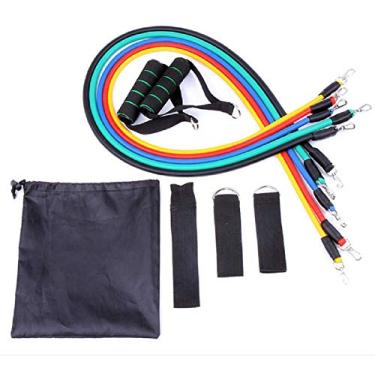 Imagem de Conjunto de alianças de treino de resistência à abdômen – 11 peças de laço elástico para exercícios físicos academia equipamento de treinamento doméstico com alças de âncora de porta