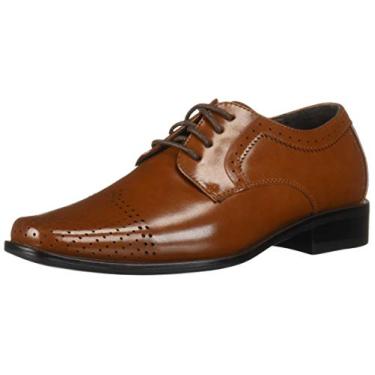 Imagem de STACY ADAMS Sapato Oxford unissex infantil Sanborn Perfed com cadarço, Conhaque, 11.5 Big Kid