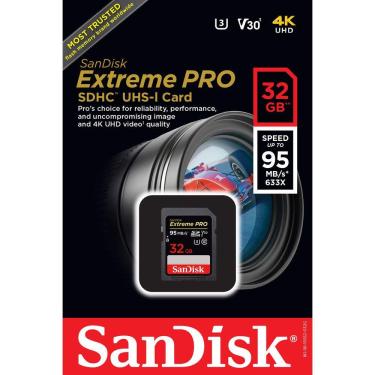 Imagem de CARTÃO DE MEMÓRIA  SANDISK 32GB EXTREME PRO SDHC - 95MB/s