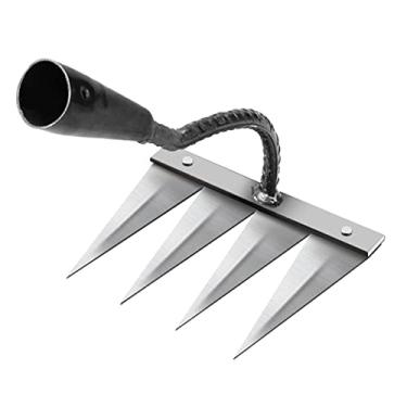 Imagem de FAKEME Ferramenta Extrator de daninhas Canteiros de Flores Durável Legumes Plantar Agrícola Enxada para, 4 dentes de aço