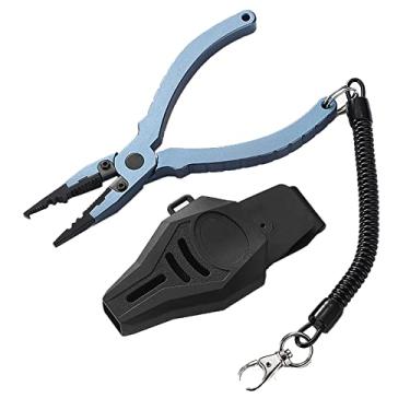 Imagem de Alicates de isca de liga de alumínio cortadores de linha de pesca multifuncional ferramenta de pesca com clipe fácil, linhas de pesca de gravata, linhas de pesca cortadas e anzóis de peixe, azul, 17,5 cm