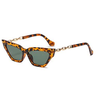 Imagem de Óculos de Sol Olho de Gato Moda Feminina Luxo Quadrado Óculos de Sol Feminino Corrente de Metal Templos Moldura Pequena Preto Roxo Óculos De Sol,Leopard G15,outros