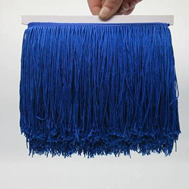 Imagem de 1 jarda 15 cm de largura guarnição de franja de renda rosa borla aparamento de franja para vestido latino acessórios de roupas de palco borla de fita de renda, azul royal