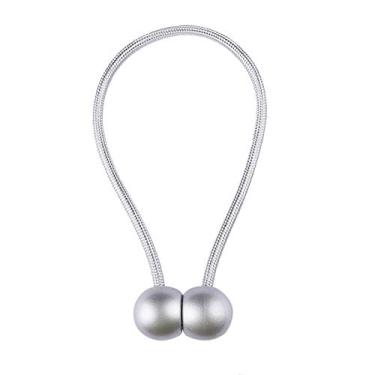 Imagem de 1 peça cortina magnética tieback madeira pendurada fivela ímã clipe para cortinas retenções cintos corda quarto acessórios, prata, 1 peça