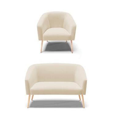 Imagem de Kit 01 Namoradeira 02 Lugares E 01 Poltrona A19 Bege