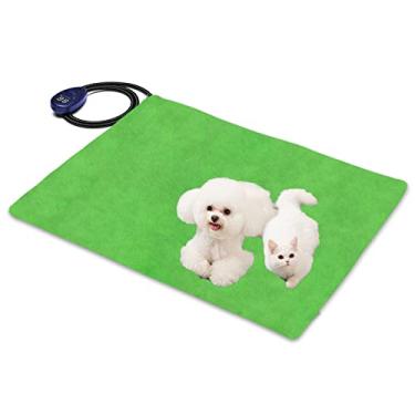 Imagem de Almofada de aquecimento para animais de estimação almofada de calor elétrica para cães com temporizador almofada de aquecimento à prova d'água para cães temporizador e 7 temperaturas ajustáveis (25-55 ℃) tapete de gato aquecido para animais de estimação com cabo antimastigação, verde, 40x30 cm