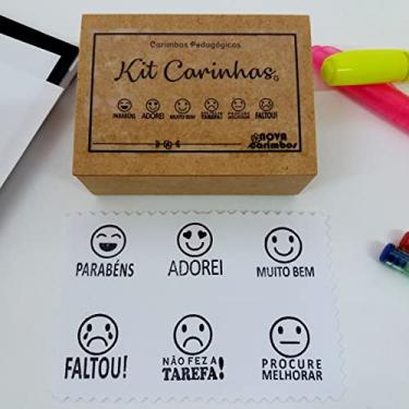 Imagem de Kit Carimbos Pedagógicos Carinhas G - Kit com 6 carimbos 2,5x2,5cm em uma caixinha de mdf