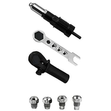 Imagem de Pistola de porca de rebite elétrica ferramenta de rebite sem fio adaptador de broca de rebite automático