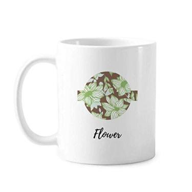 Imagem de Caneca de cerâmica com flores verdes e marrons em cerâmica para café e porcelana