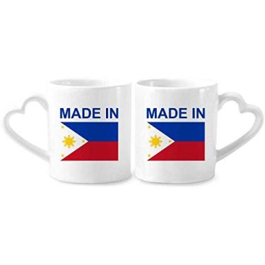 Imagem de Feito nas Filipinas Country Love Conjunto de canecas de porcelana de cerâmica para amantes de coração