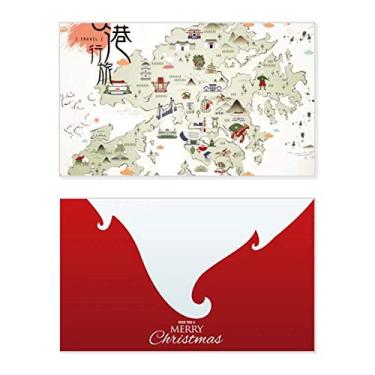 Imagem de Mapa de locais de caminhada de Hong Kong China feriado feriado Feliz Natal cartão de parabéns mensagem de carta de Natal