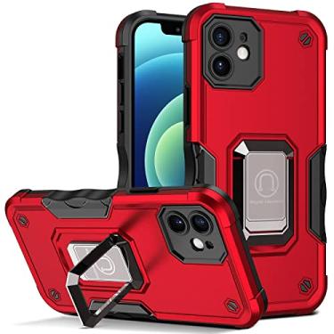 Imagem de Compatível com o iPhone 12 mini capa, cobertura de proteção à prova de gotas militares com 360 ° Rotation Kickstand à prova de choque dupla camada. (Color : Rojo)