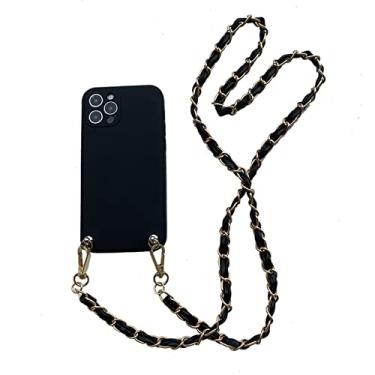 Imagem de Pulseiras de couro alça corrente crossbody cordão capa de telefone para samsung galaxy s22 s21 s20 fe s9 s10 s20 capa ultra note 10 plus, preta, para s21 fe
